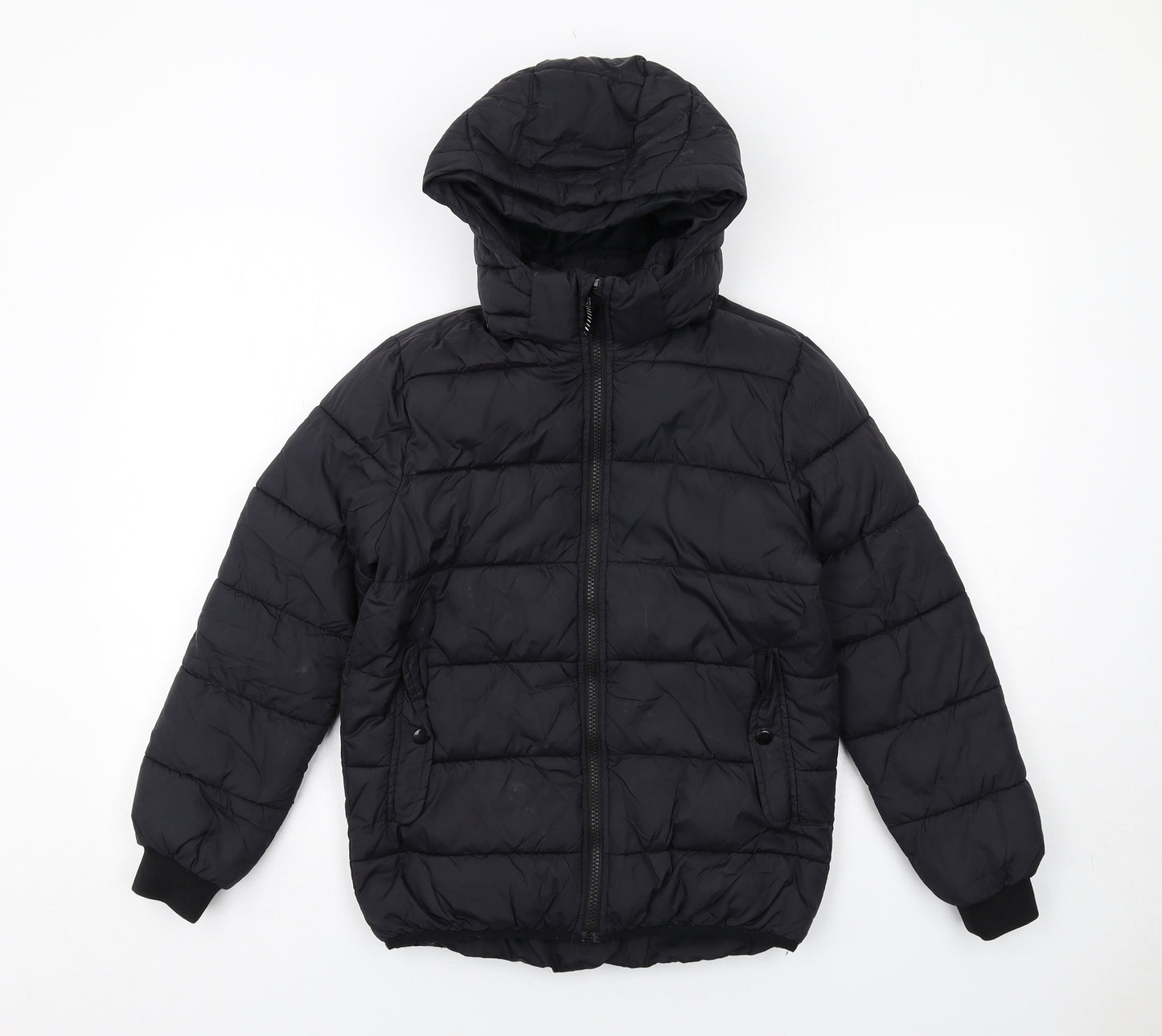 H&M Boys Black Quilted Jacket Size 10-11 Years Zip