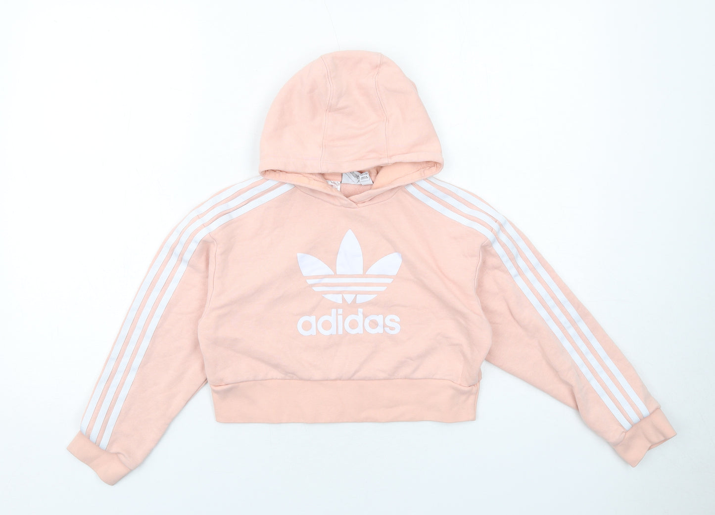 adidas Girls Pink Cotton Pullover Hoodie Size 9-10 Years Pullover