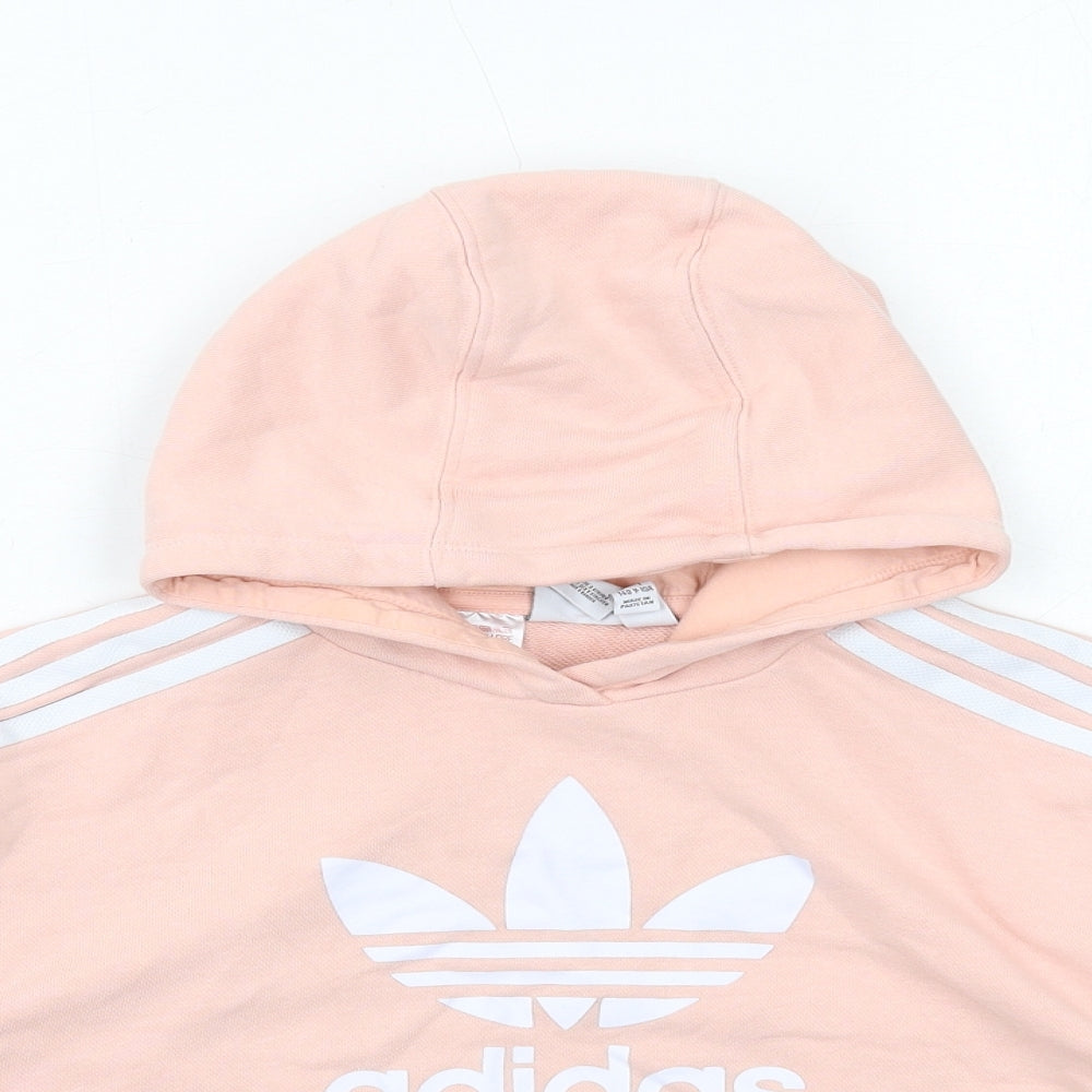 adidas Girls Pink Cotton Pullover Hoodie Size 9-10 Years Pullover