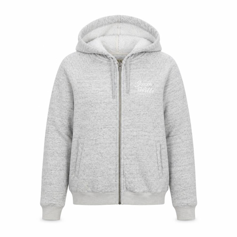 Jack Wills Womens Grey Cotton Full Zip Hoodie Size 6 Zip