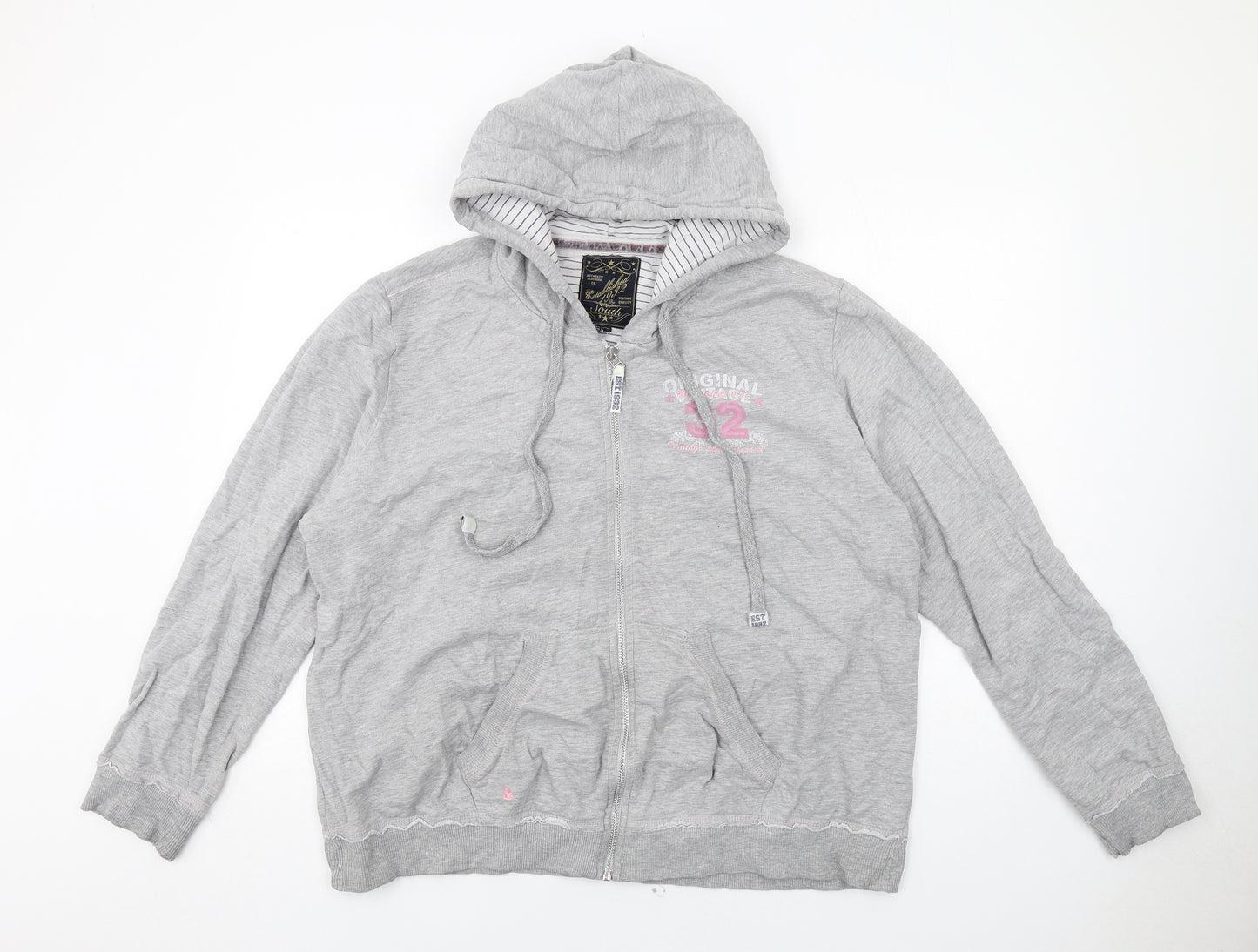 South Womens Grey Cotton Full Zip Hoodie Size 22 Zip