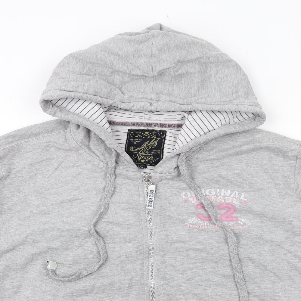 South Womens Grey Cotton Full Zip Hoodie Size 22 Zip