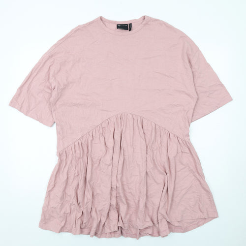 ASOS Womens Pink Cotton T-Shirt Dress Size 12 Crew Neck Pullover