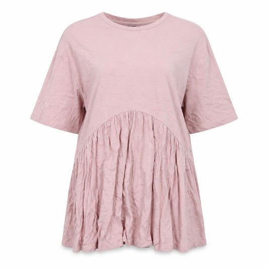 Front view of ASOS women’s pink cotton t-shirt dress, size UK 12, crew neck pullover