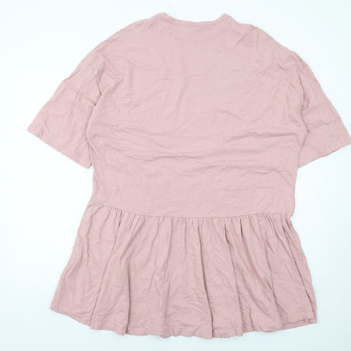 ASOS Womens Pink Cotton T-Shirt Dress Size 12 Crew Neck Pullover