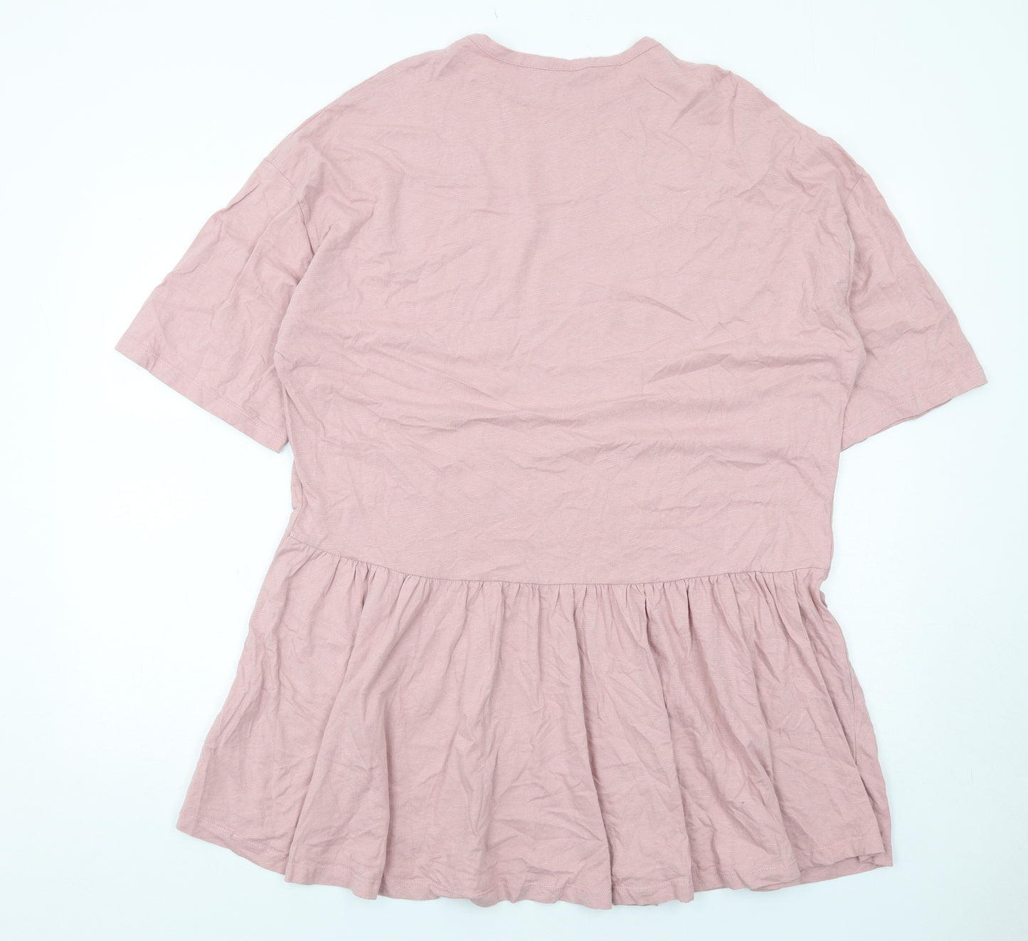 ASOS Womens Pink Cotton T-Shirt Dress Size 12 Crew Neck Pullover