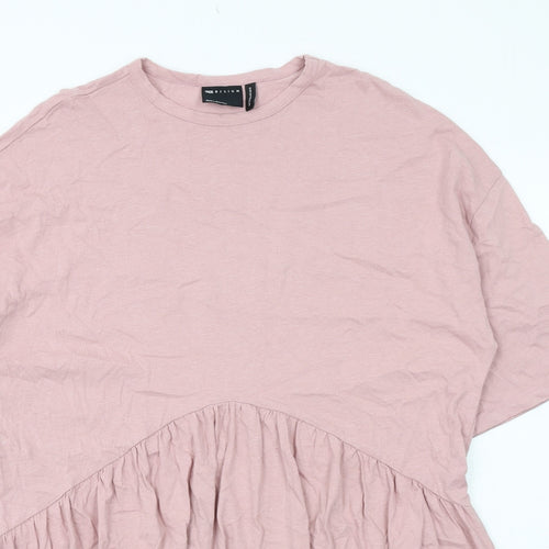 ASOS Womens Pink Cotton T-Shirt Dress Size 12 Crew Neck Pullover
