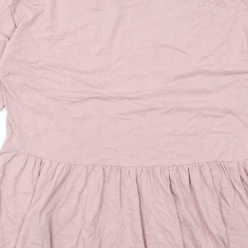 ASOS Womens Pink Cotton T-Shirt Dress Size 12 Crew Neck Pullover