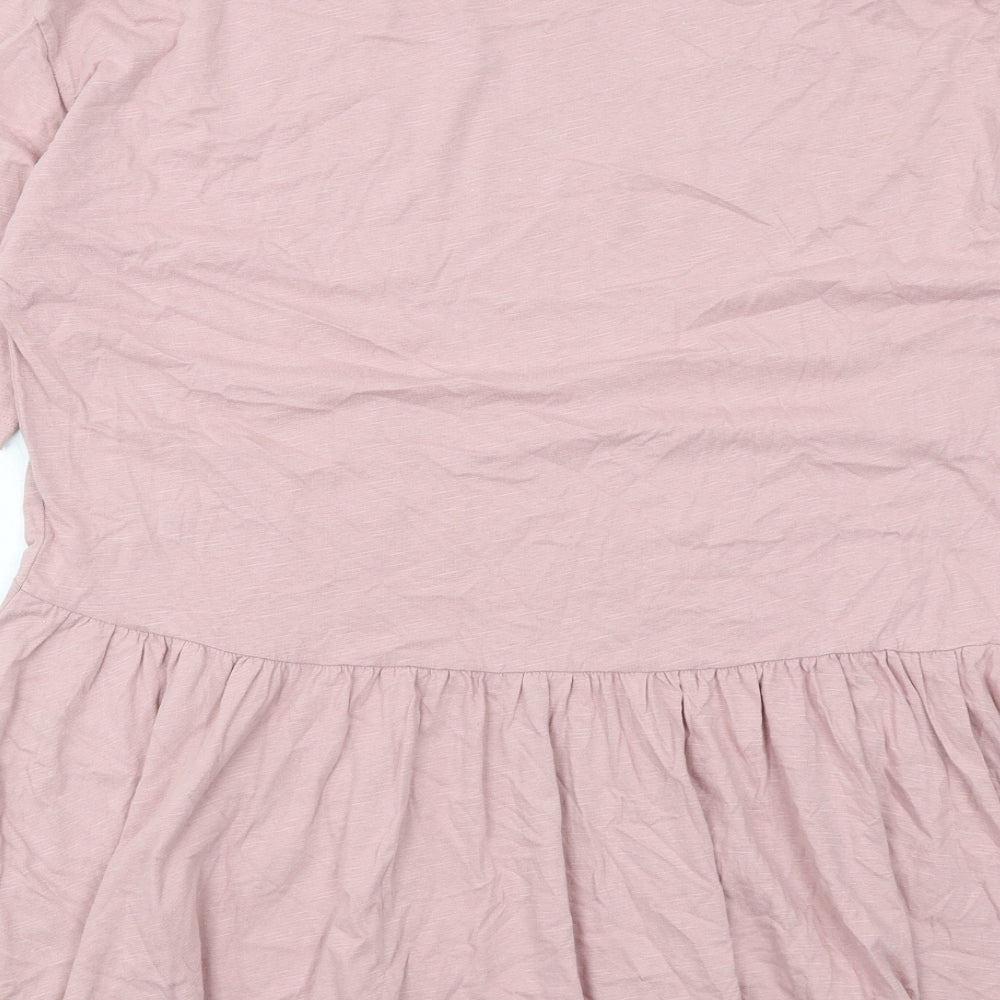 ASOS Womens Pink Cotton T-Shirt Dress Size 12 Crew Neck Pullover
