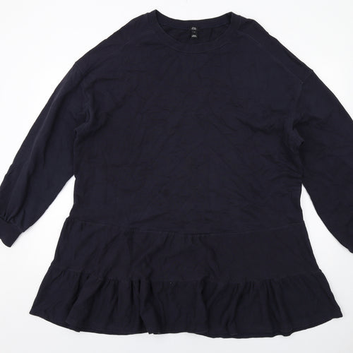 River Island Womens Blue Cotton Trapeze & Swing Size L Boat Neck Pullover