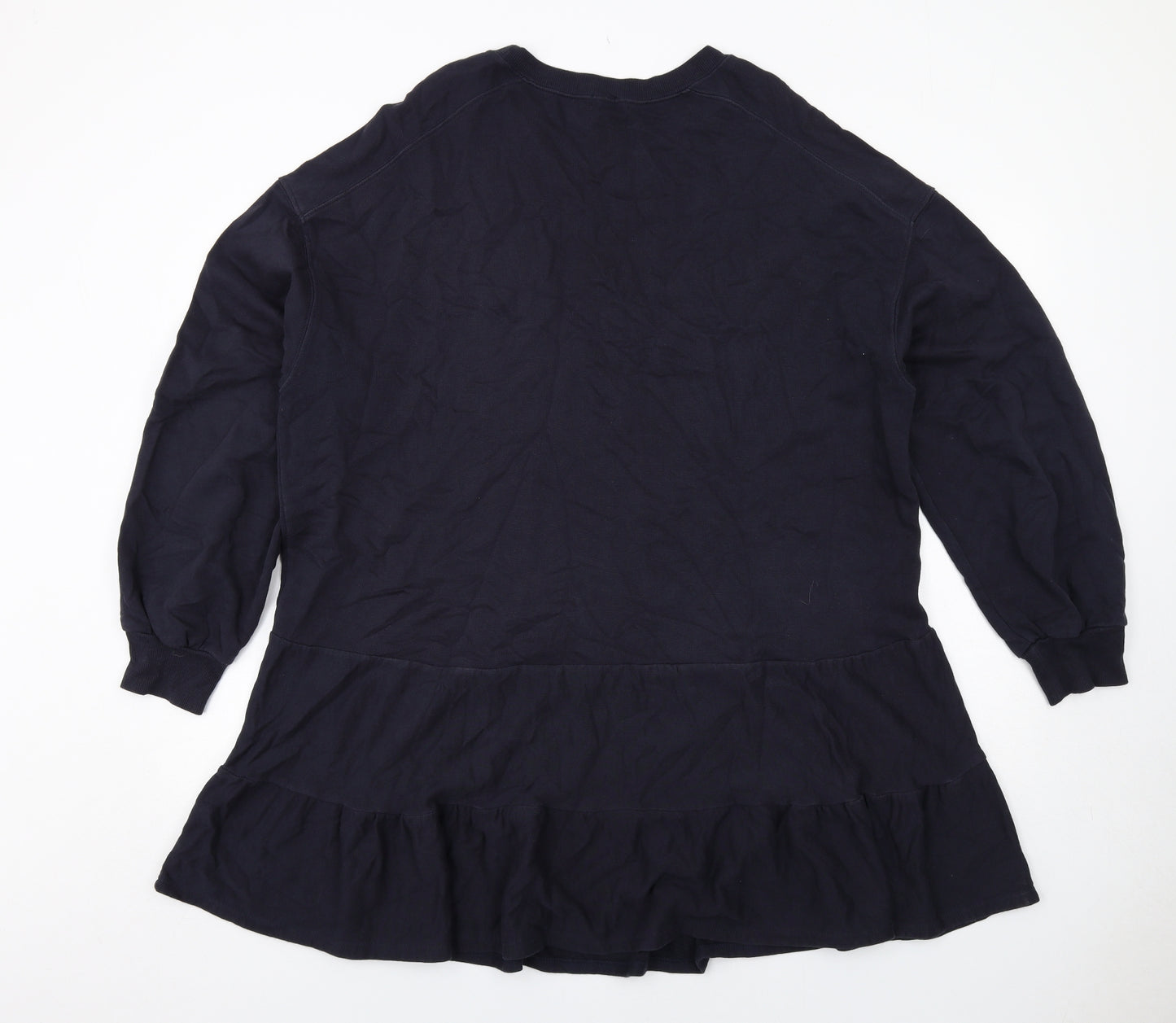 River Island Womens Blue Cotton Trapeze & Swing Size L Boat Neck Pullover