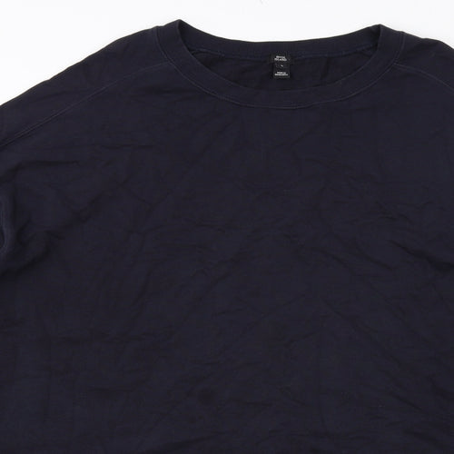 River Island Womens Blue Cotton Trapeze & Swing Size L Boat Neck Pullover
