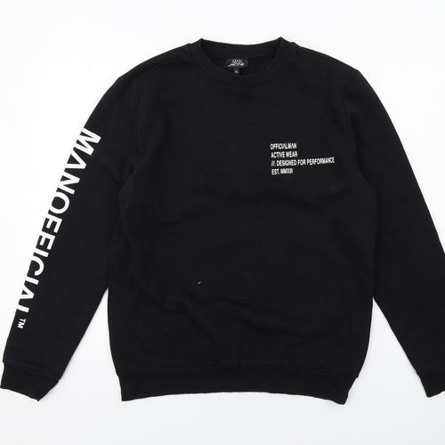 Boohoo Mens Black Cotton Pullover Sweatshirt Size M