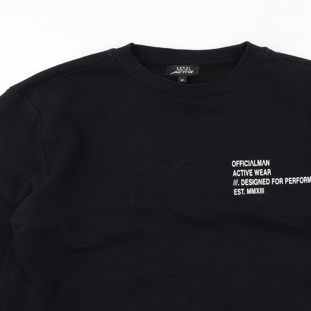 Boohoo Mens Black Cotton Pullover Sweatshirt Size M