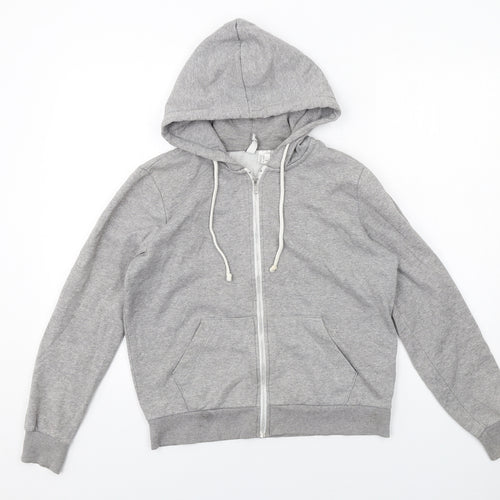 H&M Womens Grey Cotton Full Zip Hoodie Size M Zip