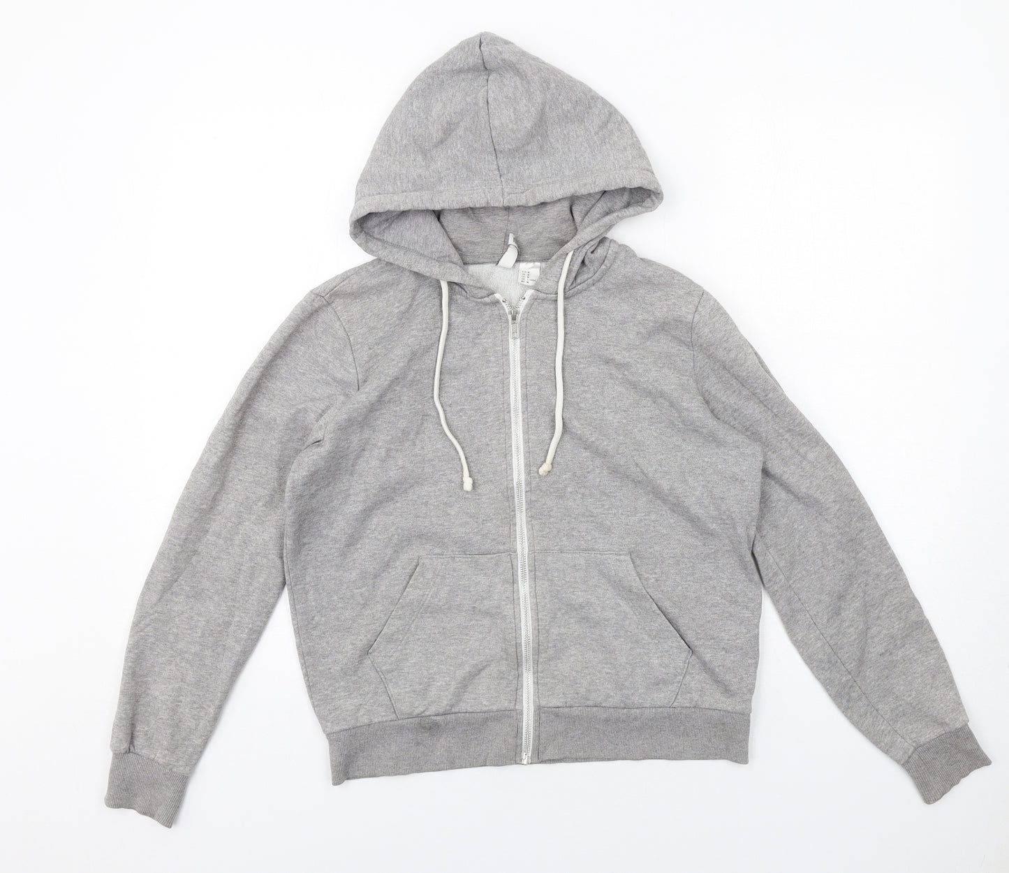H&M Womens Grey Cotton Full Zip Hoodie Size M Zip