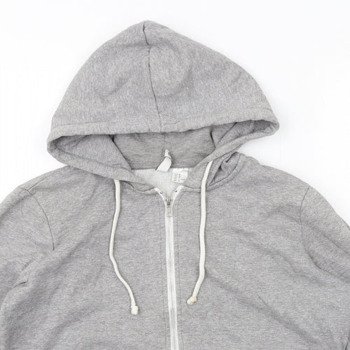 H&M Womens Grey Cotton Full Zip Hoodie Size M Zip