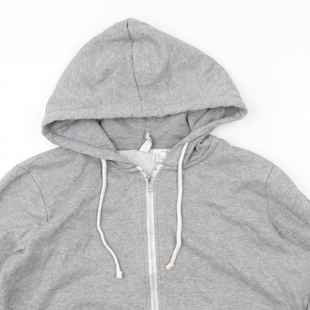 H&M Womens Grey Cotton Full Zip Hoodie Size M Zip