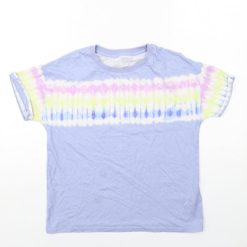 Marks and Spencer Boys Blue Cotton Basic T-Shirt Size 12-13 Years Round Neck Pullover - Dye Affect