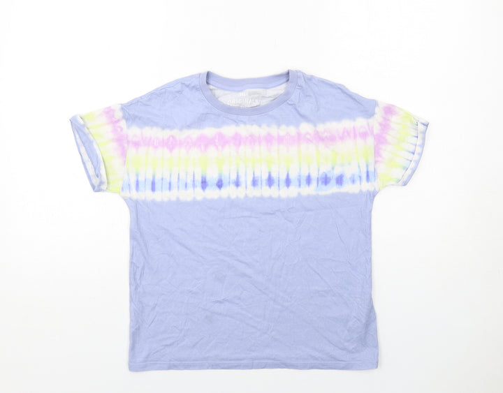 Marks and Spencer Boys Blue Cotton Basic T-Shirt Size 12-13 Years Round Neck Pullover - Dye Affect
