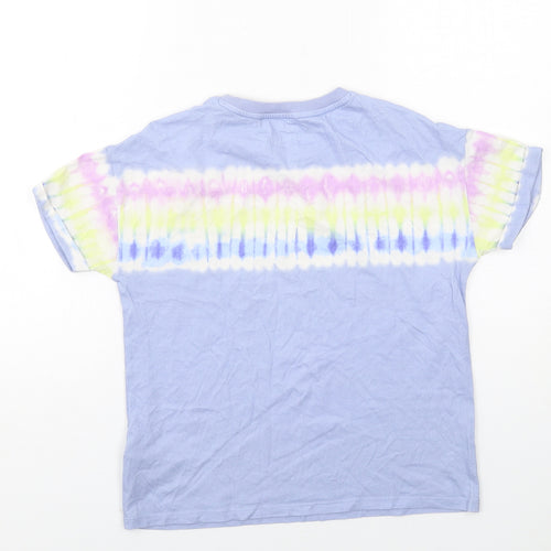 Marks and Spencer Boys Blue Cotton Basic T-Shirt Size 12-13 Years Round Neck Pullover - Dye Affect