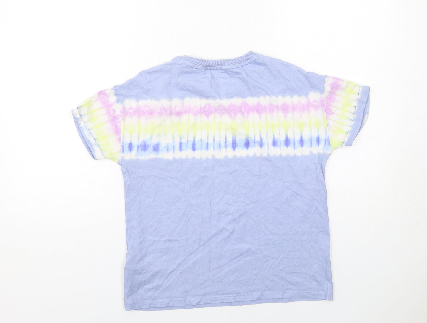Marks and Spencer Boys Blue Cotton Basic T-Shirt Size 12-13 Years Round Neck Pullover - Dye Affect