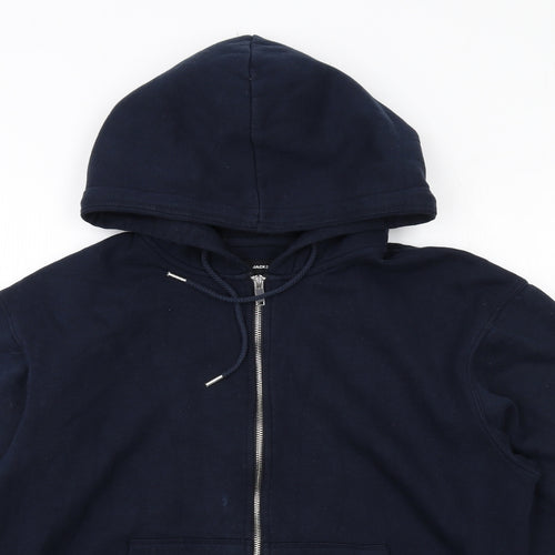 JACK & JONES Mens Blue Cotton Full Zip Hoodie Size M