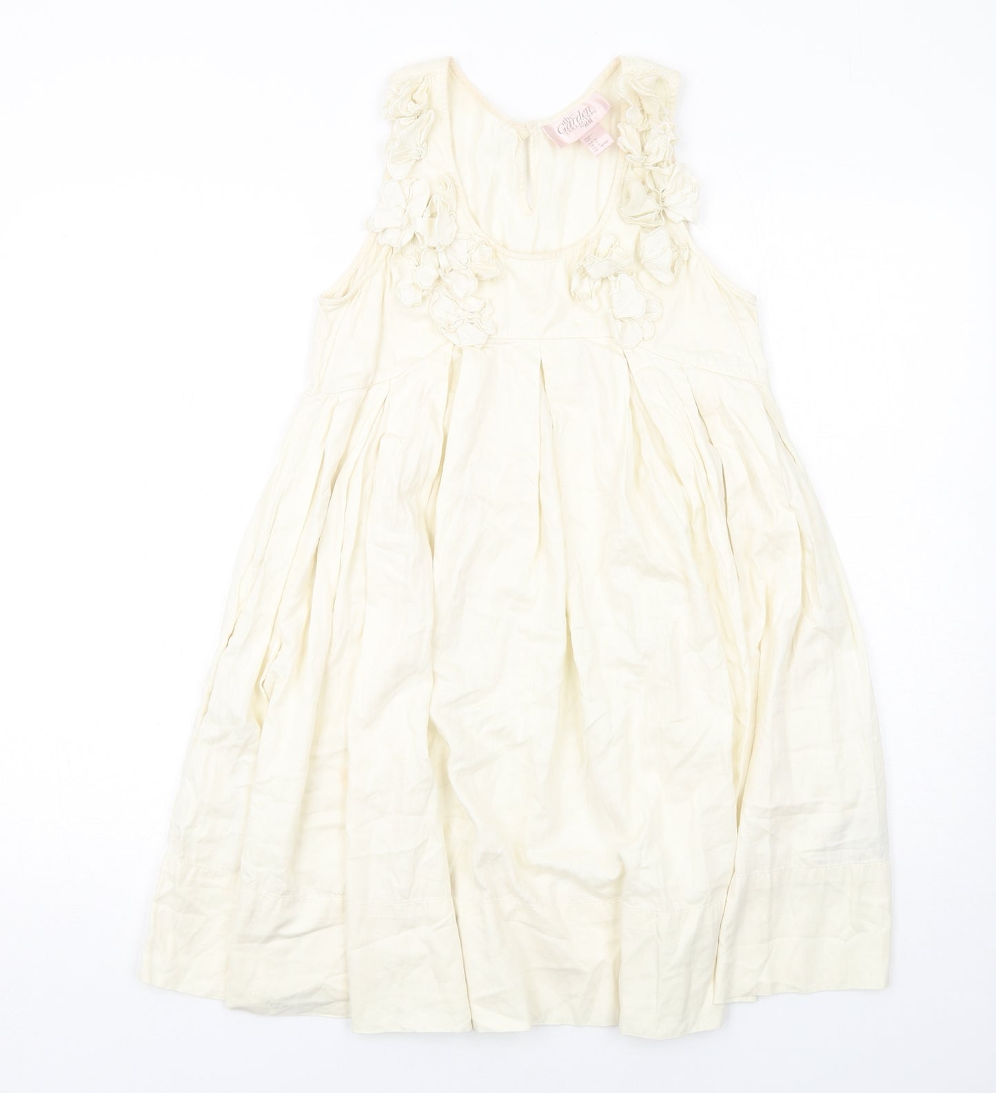 H&M Womens Ivory Cotton A-Line Size 6 Scoop Neck Button
