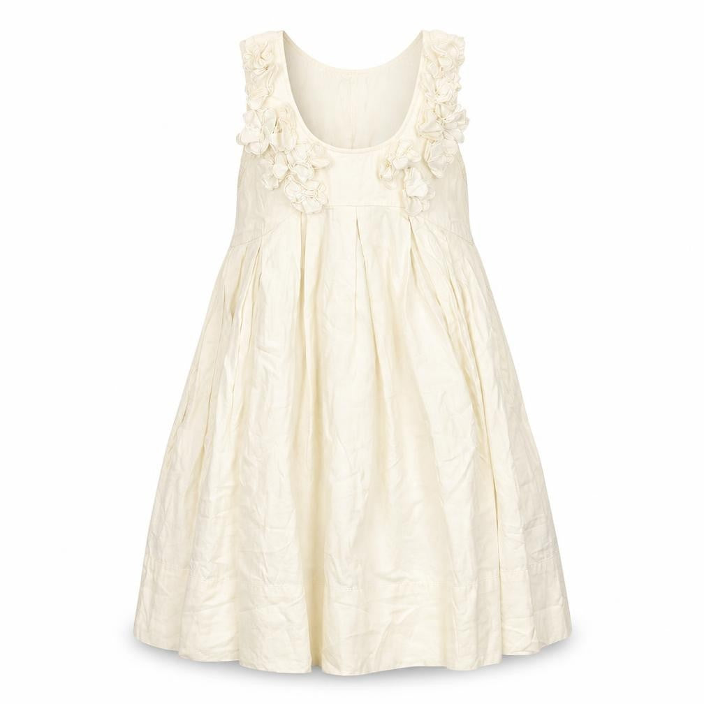 Front view of H&M women’s ivory cotton a-line, size UK 6, scoop neck button