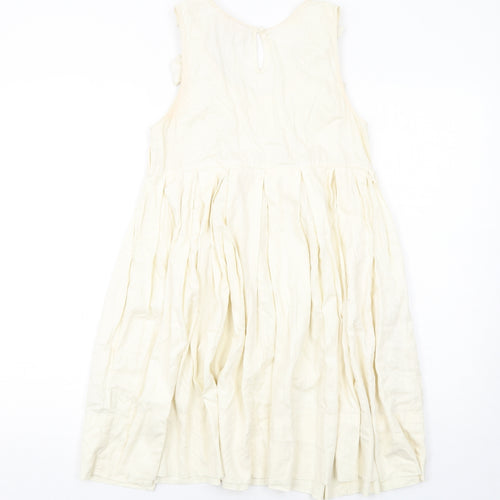 H&M Womens Ivory Cotton A-Line Size 6 Scoop Neck Button