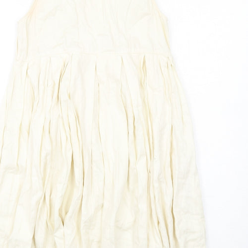 H&M Womens Ivory Cotton A-Line Size 6 Scoop Neck Button