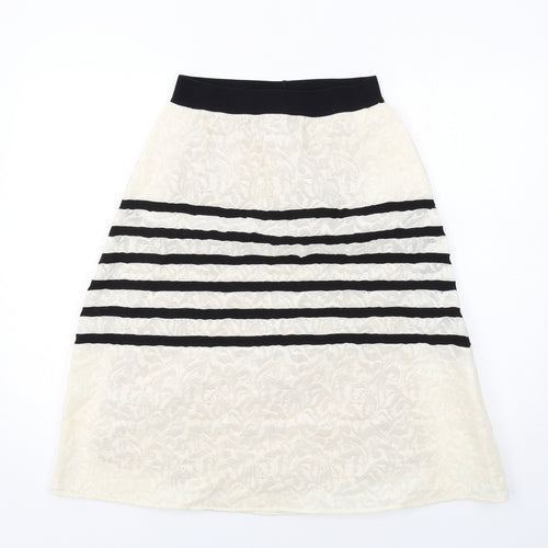 Jijil Womens Ivory Striped Acrylic Swing Skirt Size 12