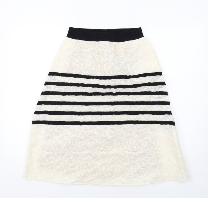 Jijil Womens Ivory Striped Acrylic Swing Skirt Size 12
