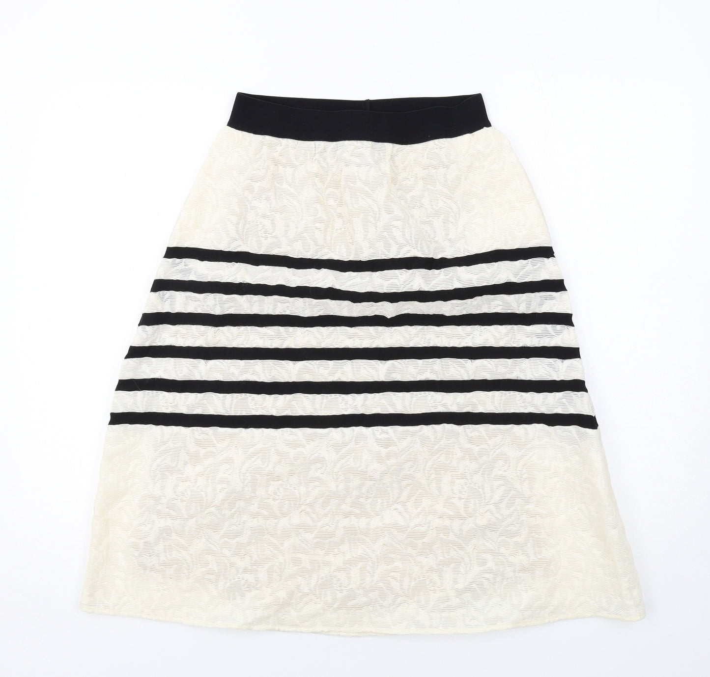 Jijil Womens Ivory Striped Acrylic Swing Skirt Size 12