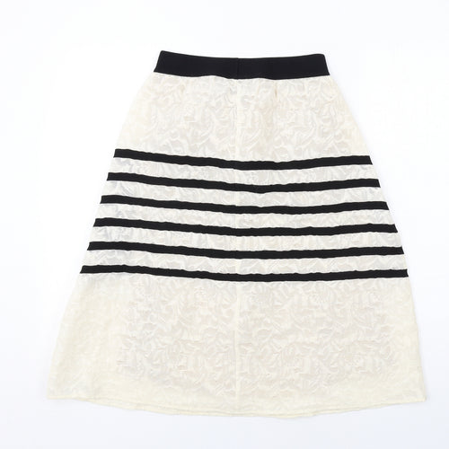 Jijil Womens Ivory Striped Acrylic Swing Skirt Size 12