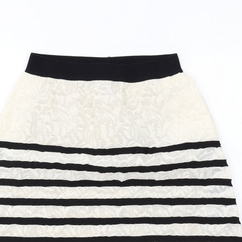 Jijil Womens Ivory Striped Acrylic Swing Skirt Size 12