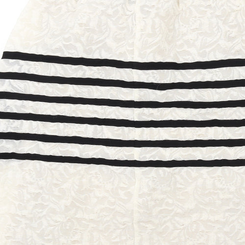 Jijil Womens Ivory Striped Acrylic Swing Skirt Size 12