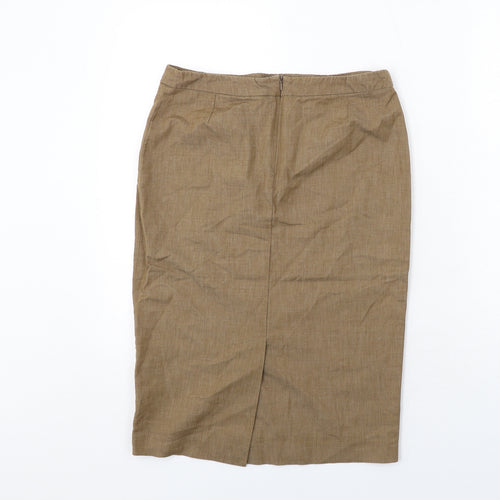 French Connection Womens Brown Linen Straight & Pencil Skirt Size 8 Zip