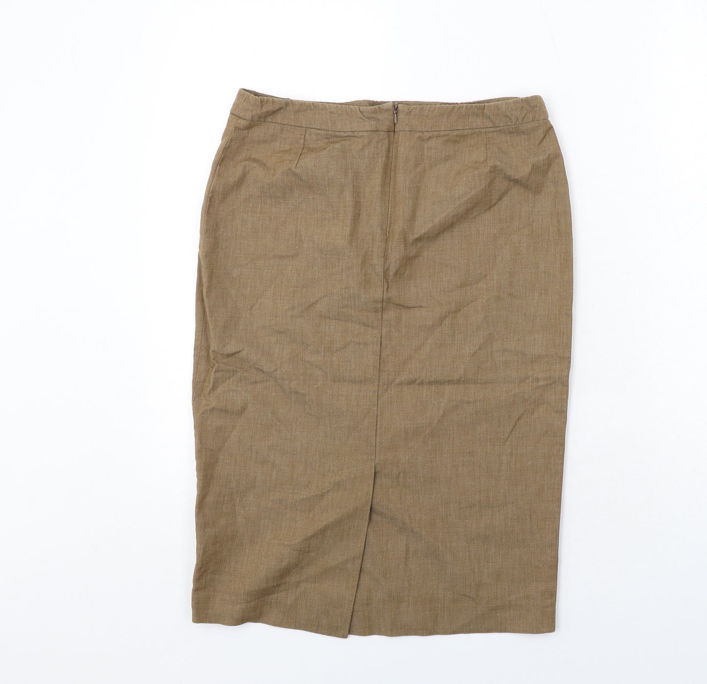 French Connection Womens Brown Linen Straight & Pencil Skirt Size 8 Zip