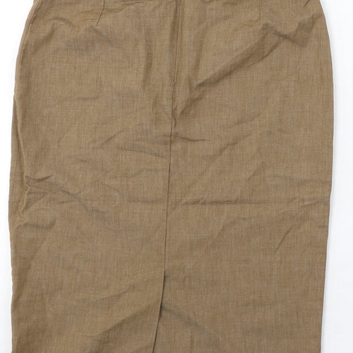 French Connection Womens Brown Linen Straight & Pencil Skirt Size 8 Zip