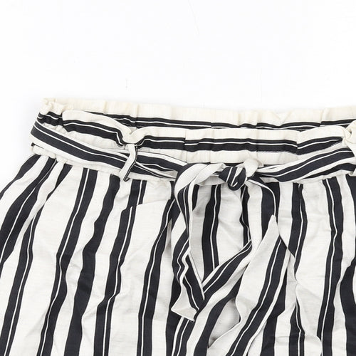 Topshop Womens White Striped Viscose A-Line Skirt Size 12 - Belt included