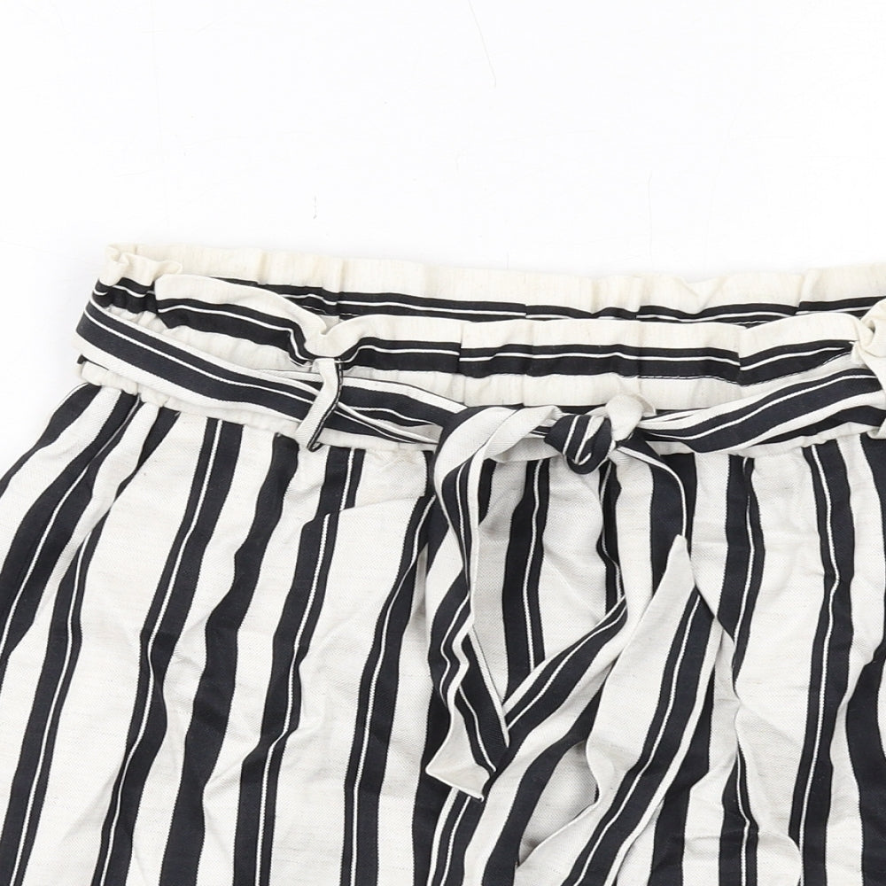Topshop Womens White Striped Viscose A-Line Skirt Size 12 - Belt included