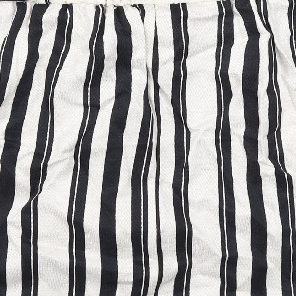 Topshop Womens White Striped Viscose A-Line Skirt Size 12 - Belt included