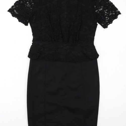 Phase Eight Womens Black Nylon Shift Size 10 Round Neck Zip