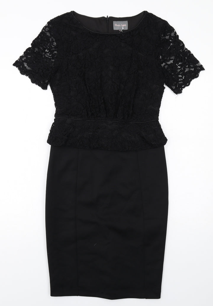 Phase Eight Womens Black Nylon Shift Size 10 Round Neck Zip