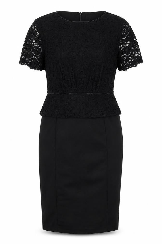 Front view of Phase Eight women’s black nylon shift, size UK 10, round neck zip