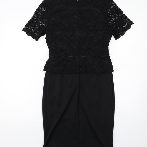 Phase Eight Womens Black Nylon Shift Size 10 Round Neck Zip