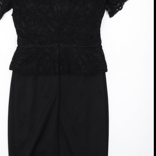 Phase Eight Womens Black Nylon Shift Size 10 Round Neck Zip