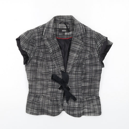 Marks and Spencer Womens Black Geometric Jacket Blazer Size 12 Tie