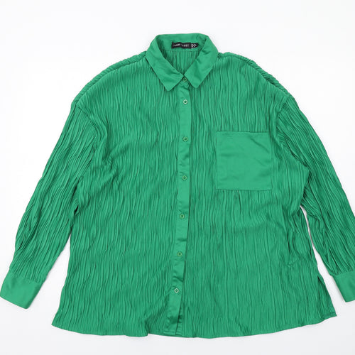 I SAW IT FIRST Womens Green Cotton Basic Button-Up Size 10 Collared